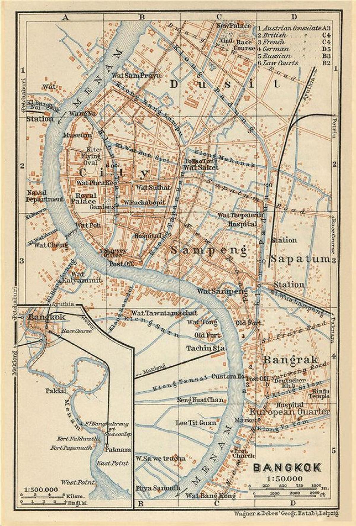 Бангкок (Крунг Тхеп) старинная карта