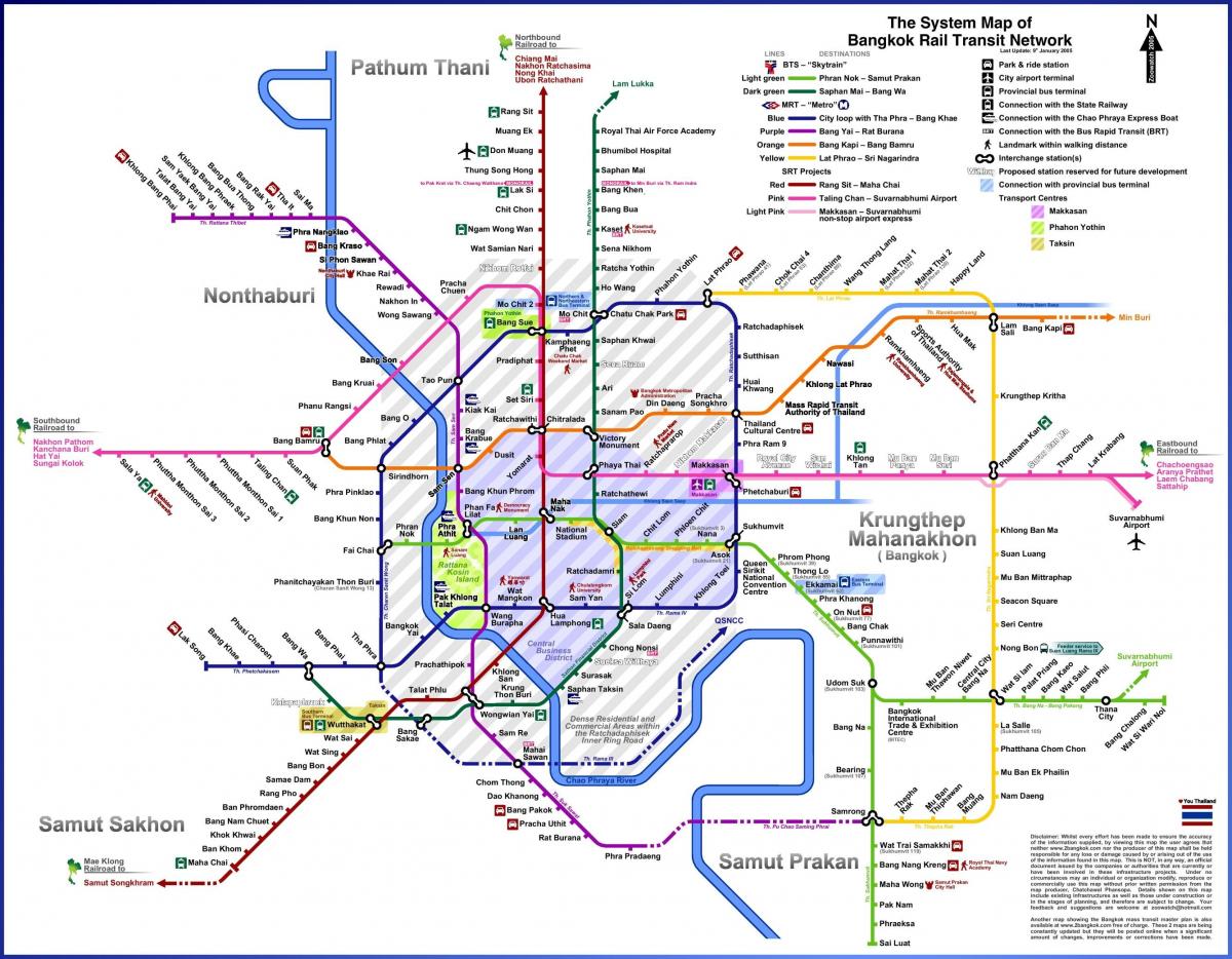 Карта железнодорожных станций Бангкока (Крунг Тхеп)